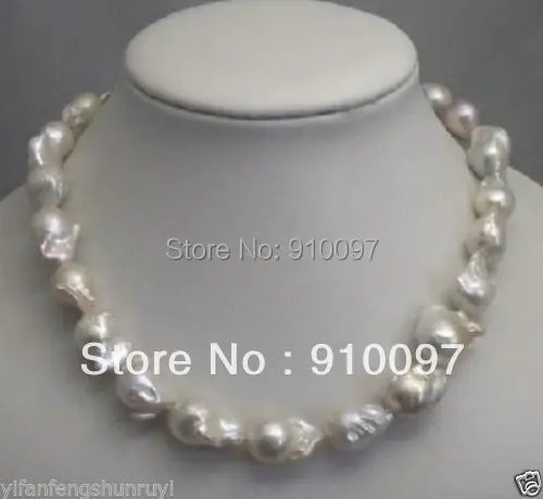 

free shipping >>>HUGE -- CHARMING SOUTH SEA WHITE BAROQUE PEARL NECKLACE 18"INCH