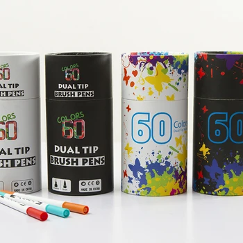 

60 Color Dual Tip Brush Pens Fine Liners Marker Pens Watercolor Brush Pens Drawing Sketch for Art Markers Round Gift Package