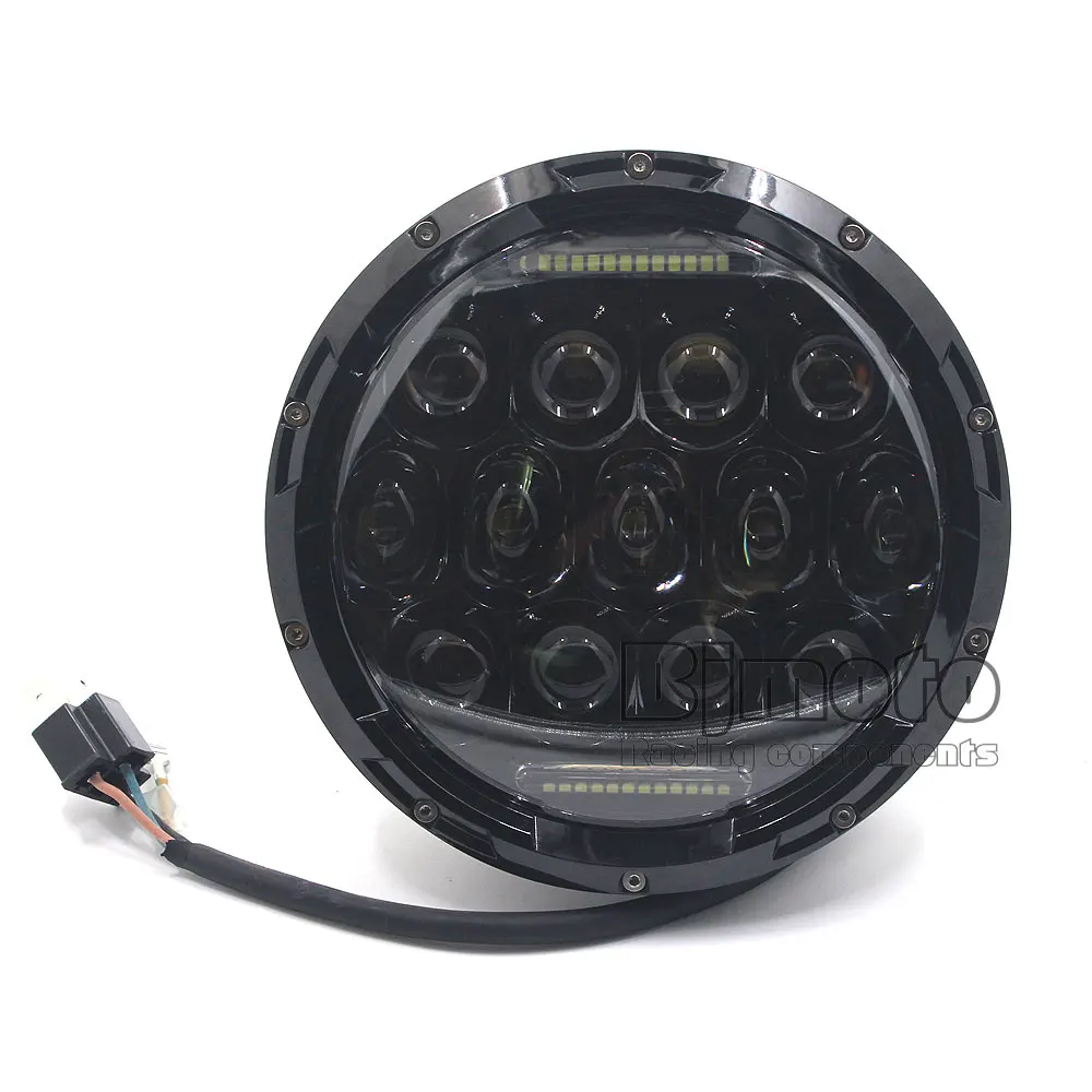 

BJGLOBAL 7" Projector Daymaker 75W 7500LM Hi/Low Beam Motorcycle LED Headlight Bulb DRL 6000K for Harley Softail Fat Boy CVO
