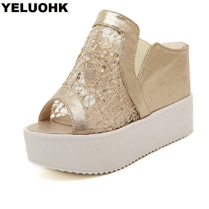 

2018 New Beach Slippers Platform Shoes Women Sandals Sexy Wedge Shoes Summer Pumps Open Toes Ladies Shoes High Heels