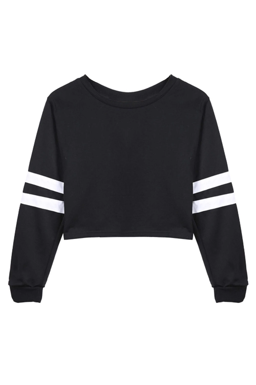 Новый Для женщин О-образным вырезом пупка-наружная пуловер с длинными рукавами Топ черный S
