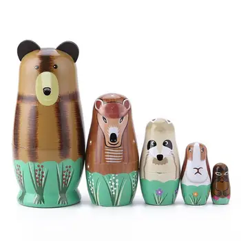 

1 Set Color Painted Girl Wood Russian Nesting Matryoshka Dolls Toys Gifts Russian Traditional Feature Ethnic Style Unisex Dolls