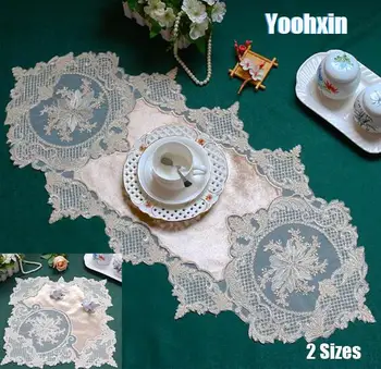 

Luxury lace embroidery Placemat Table place Mat cloth tea drink Doily Cup dish coffee Coaster mug Wedding dining pan Pad kitchen