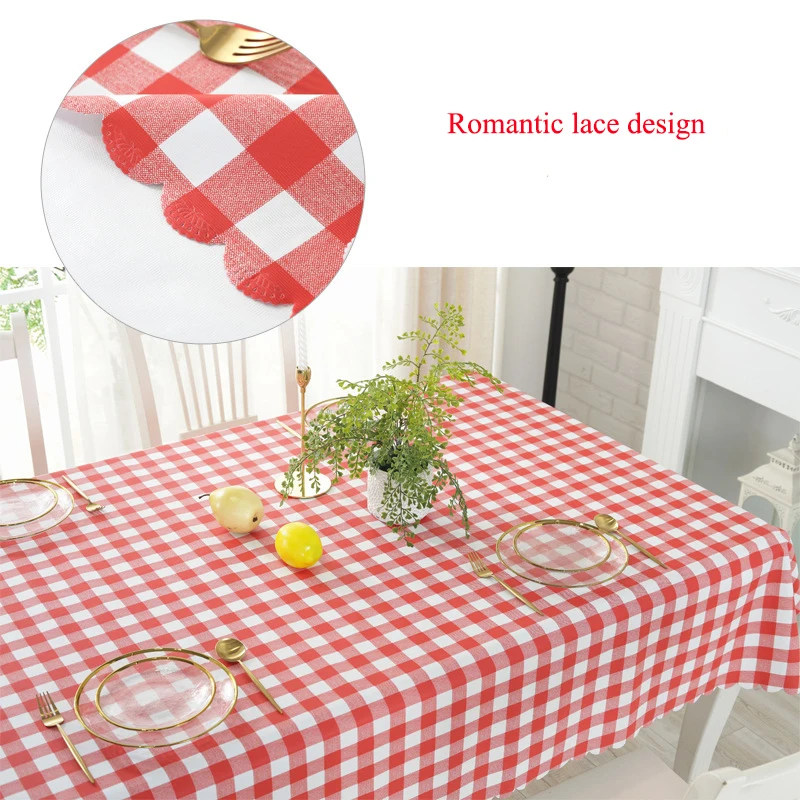 Plaid Waterproof Tablecloth Round Pvc Square Coffee Kitchen Dining