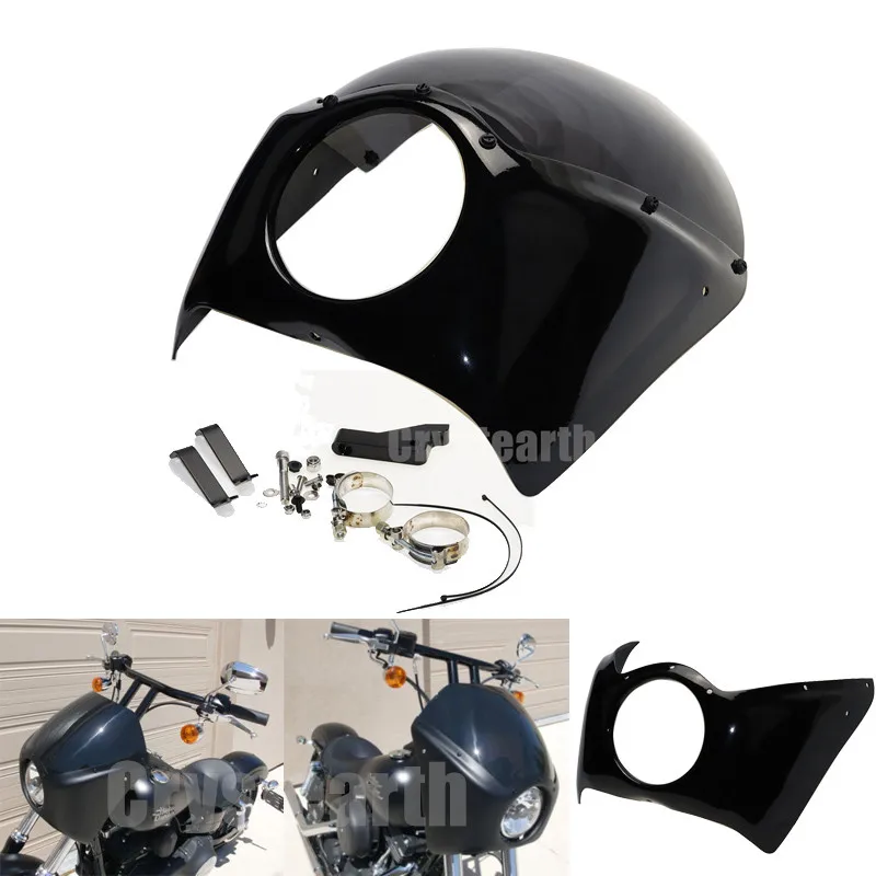 

Motorcycle Headlight Front Visor Fairing Cowl Cafe Racer Headlamp Fairing Windscreen For 2006-2016 Harley Dyna