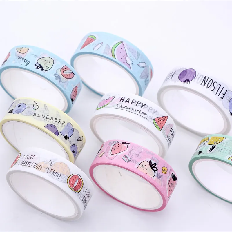 

2PCS /Box 1.5CM*5M Fresh Fruit Masking Tape Album Scrapbooking Decor Washi Tape School Stationery Stick Label