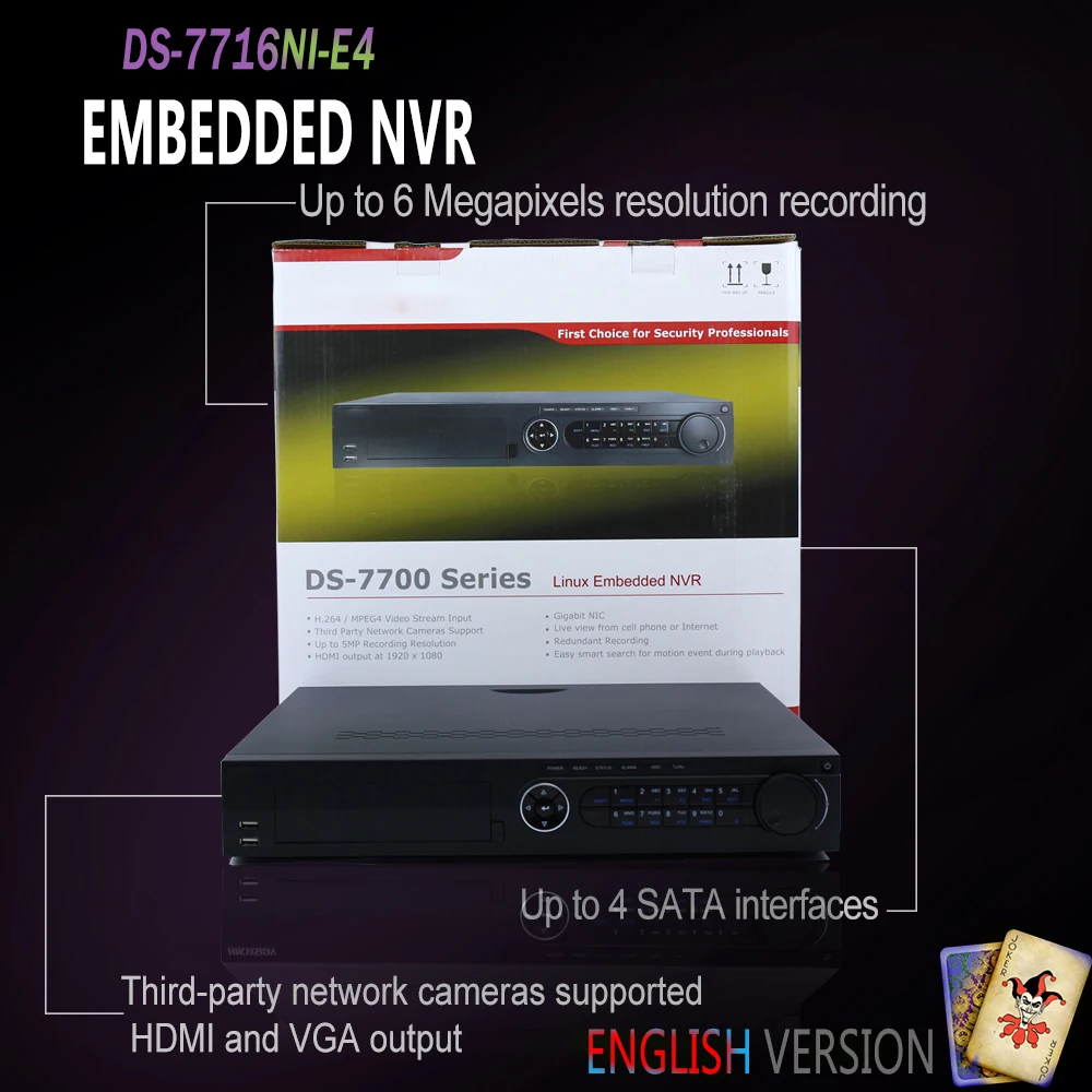 В наличии DS 7716NI E4 16CH NVR 4SATA Интерфейсы сетевой видеорегистратор без POE портов 6MP