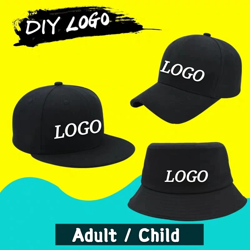 

DIY Logo Baseball cap Flat Cap Custom-made Hip Hop Child&Adult Printing Embroidery Brand Sport Bucket Hat High-quality Snapback
