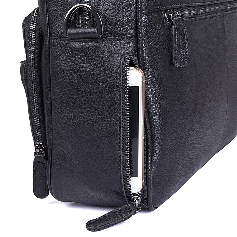 J.M.D натуральная кожа сумка для ноутбука Мужская черная сумка портфель 7373A