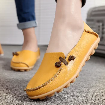 

2019 spring shoes woman big size 34-44 slip-on loafers party dress shoes genuine leather adult flats female shoes