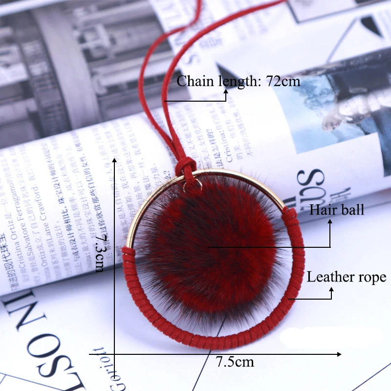 Шарик из меха норки металлическая круглая Длинная подвеска, ожерелье, чокер для женщин свитер цепь зимние Ювелирные изделия Подарки Женская одежда Аксессуары