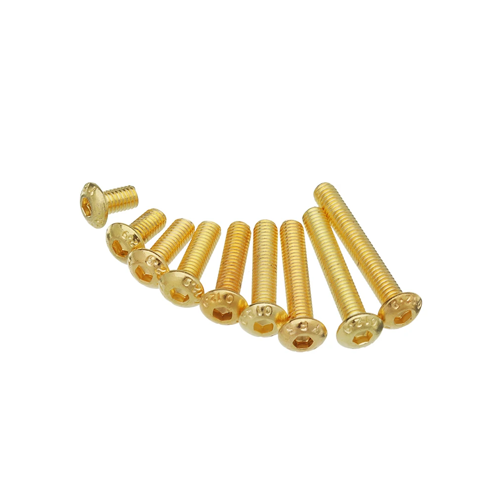

20Pcs 12.9 Half Round Head Plating Titanium Gold Hex Screw M3x 5/6/8/10/12/14/16/18/20mm
