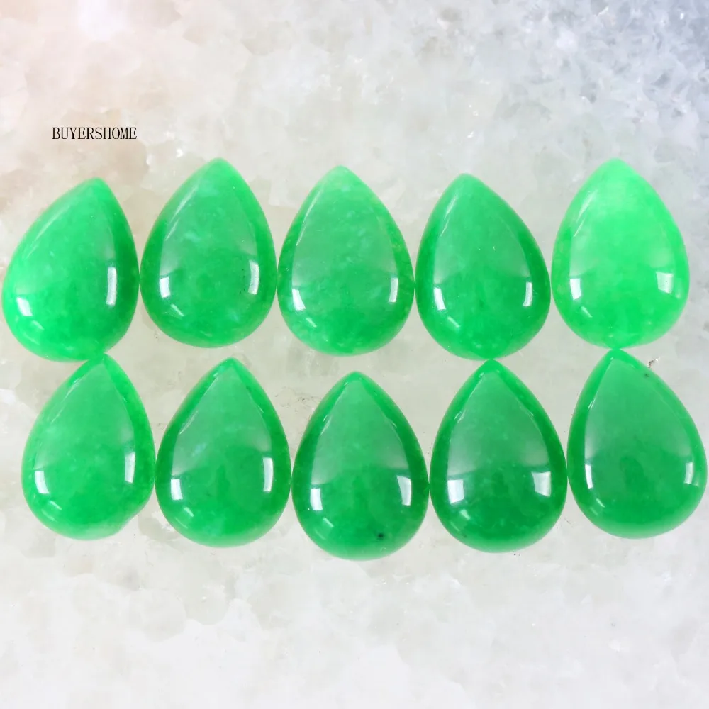 

10Pcs 18x13MM Water Drop Natural Stone Beads Green Jad CAB Cabochon For Making Necklace Earrings Bracelets K815