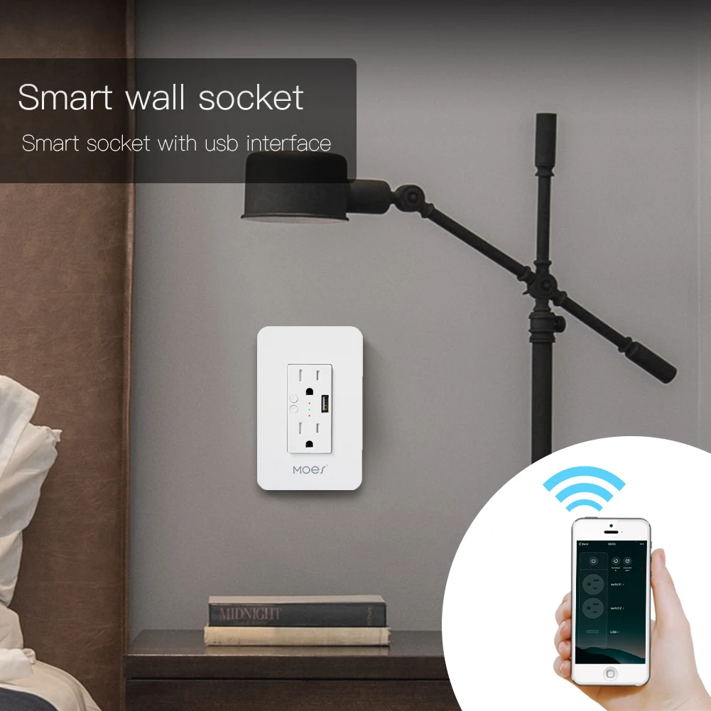 Умная настенная розетка с 2 разъемами USB работает Alexa Google Home не требуется