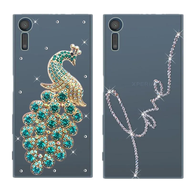 Bling Rhinestone diamond case For Sony Xperia 1 XZ4 XZ3 XZ1 XZ2 Premium Compact C5 C6 Ultra Peacock Hard phone Cover |
