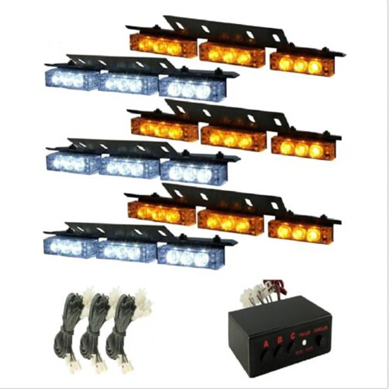 3 Flashing mode Fog lights Yellow White 54 LED Strobe Police Emergency
