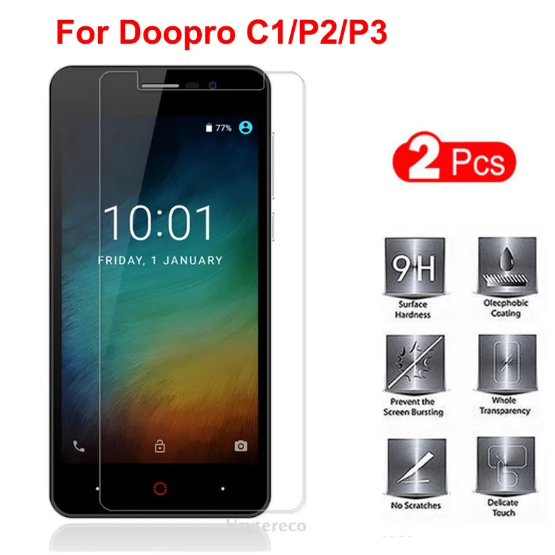 

2PCS For Doopro C1 P3 Smartphone Glass 9H 2.5D Transparent Protective Film LCD Explosion-proof Screen Protector For Doopro P2