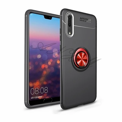 Для huawei P20 pro Чехол P20 lite/Nova 3E силикагель чехол Автомобильный держатель Подставка держатель с магнитным креплением палец кольцо ТПУ чехол для P20 чехол - Цвет: Red