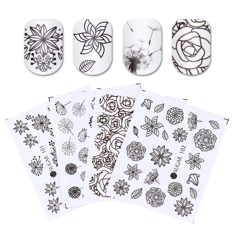 4 листа/набор переводные наклейки для ногтей|transfer sticker|nail art transfer stickersnail water decals |
