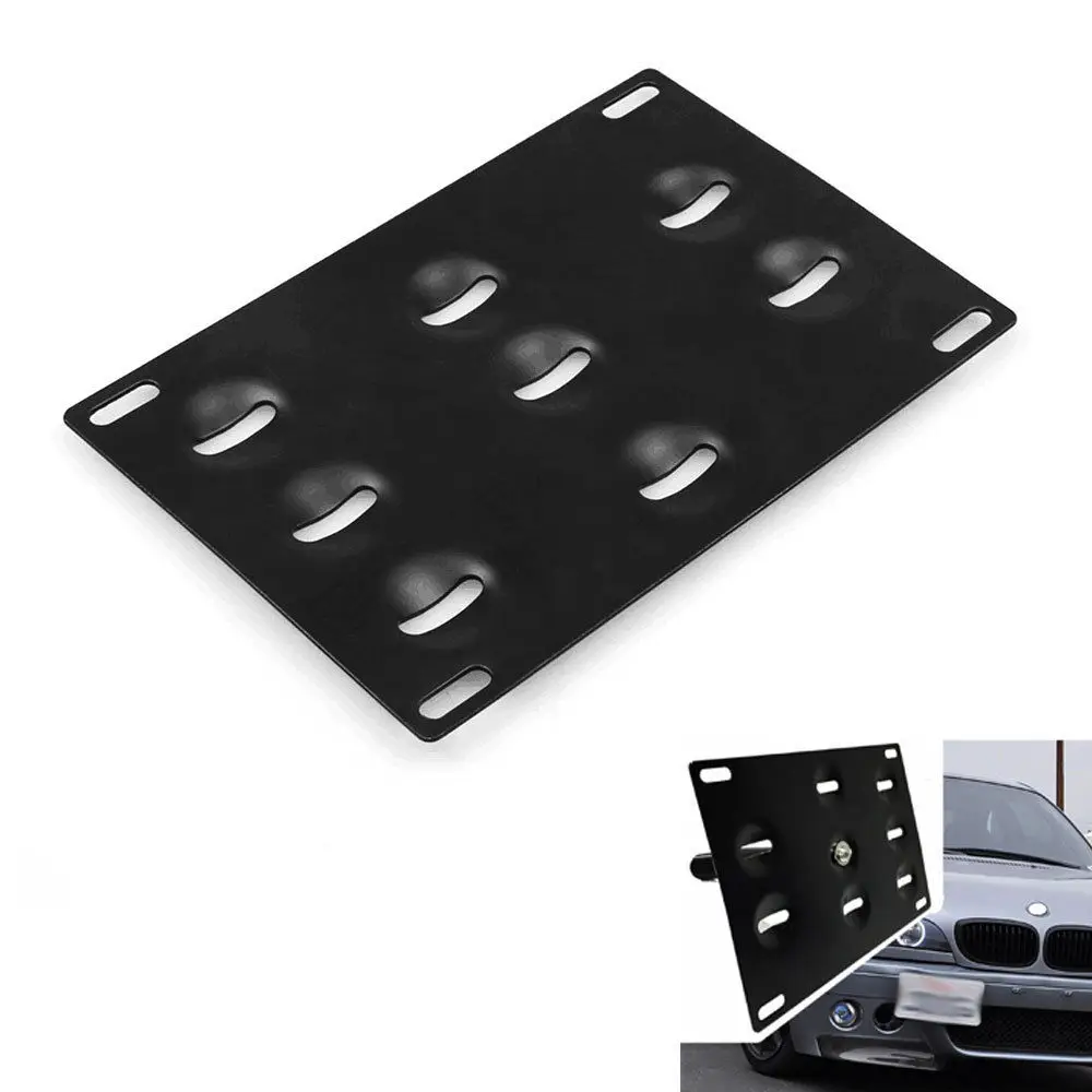 Auto Front Bumper License Plate Mount Kit Tow Hook Bracket Holder