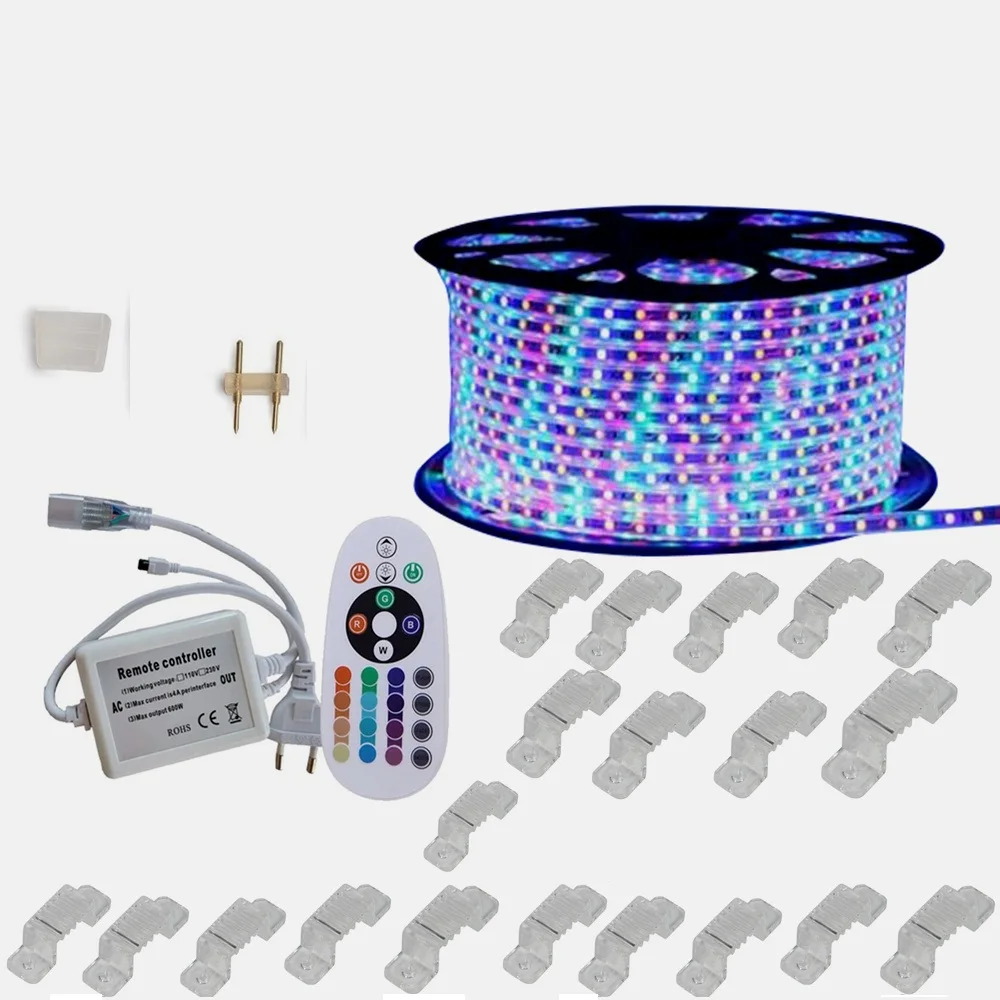 Светодиодная лента RGB 20 М 5050 220 В 3528 веревочное освещение для наружного сада