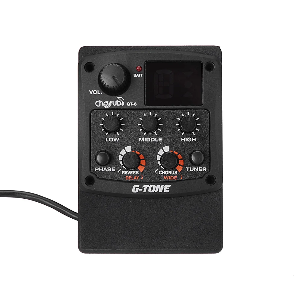 

Cherub G-Tone GT-6 Acoustic Guitar Preamp Piezo Pickup 3-Band EQ Equalizer LCD Tuner with Reverb/Delay/Chorus/Wide Effects