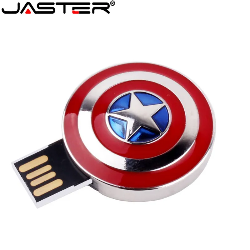 JASTER Мстители Капитан Америка щит металлическая Флешка USB 2,0 usb флеш-накопитель карта памяти, Флеш накопитель 4 ГБ 16 ГБ 8 ГБ 32 ГБ 64 ГБ