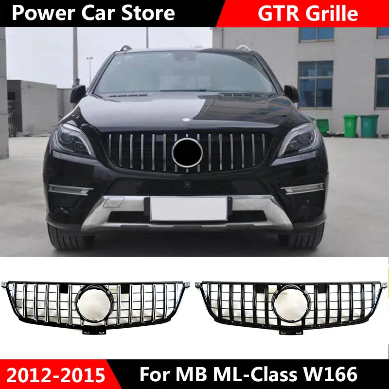 

ML W166 Grill GT R GTR Gloss Black Style Car Front Grill Grille For Mercedes For Benz W166 ML ML300 ML320 ML350 ML400 2012-2015