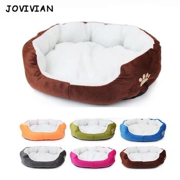 Candy Color Soft Cotton Cat Dog Bed Winter Warm Teddy Cat House Kitten Cat Sofa Bed Pet House Mat for Small Medium Dog Cat