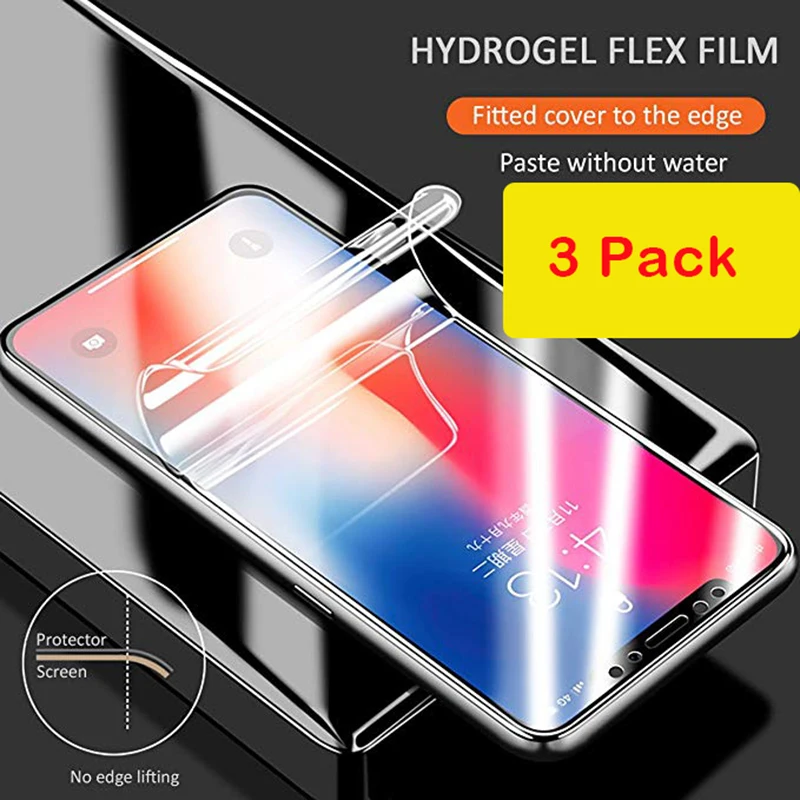 3 piece Hydrogel silicon Screen Protector For iPhone X 6 7 8 Plus Full