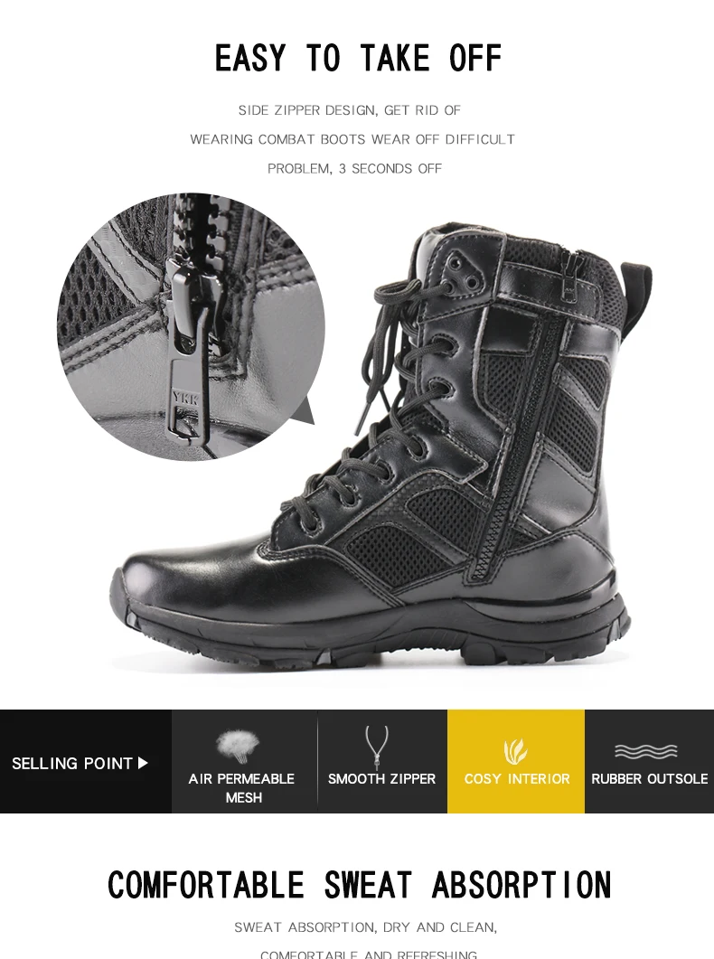 CQB. FURY/летние мужские дышащие военные ботинки тактические черные удобные армейские сапоги на молнии, размер 38-46, ZD-War Wolf