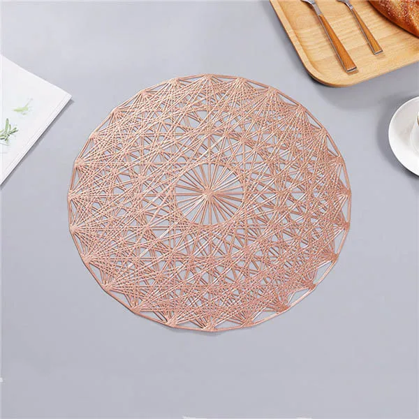 Creative Placemat For Dining Table PVC Hollow Heat-insulated Mats Rose Gold Waterproof Non-slip Coaster Pads Kitchen Appliance - Цвет: Rose gold