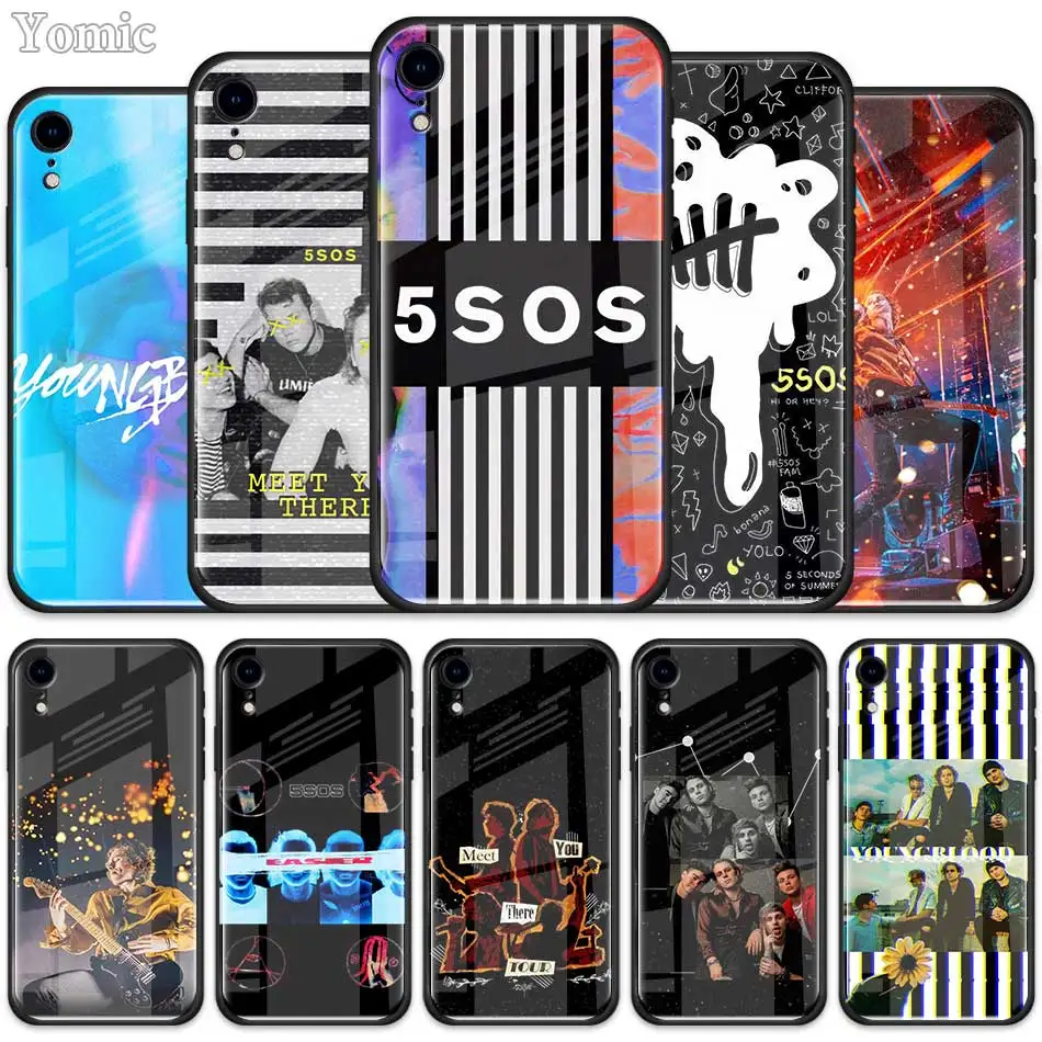 

5 Seconds Of Summer 5SOS Tempered Glass Case for Apple iPhone XR 7 8 6 6S Plus X XS MAX Cell Phone Case Cover Shell