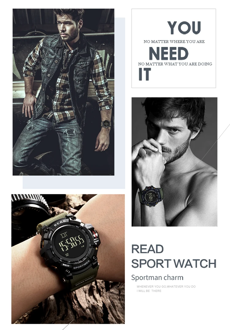 luxury brand READ LED digital wristwatches for men waterproof shock resist military watch free shipping 2018 (6)
