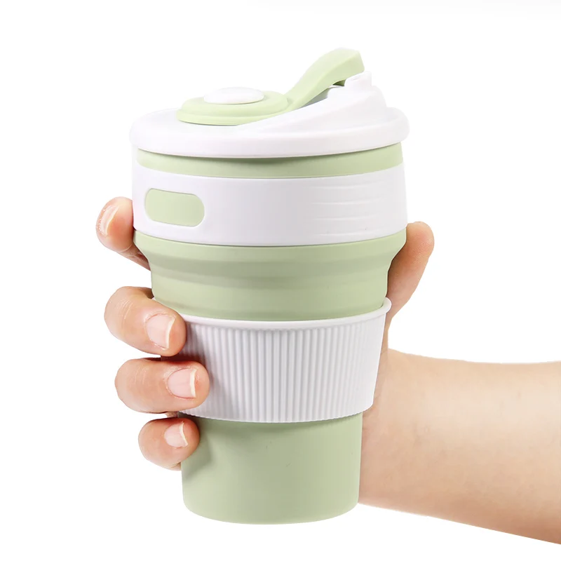 

Collapsible Silicone Cup, 12oz(350ml) BPA FREE for Outdoor Camping Hiking Picnic - Leak-proof Lid Design