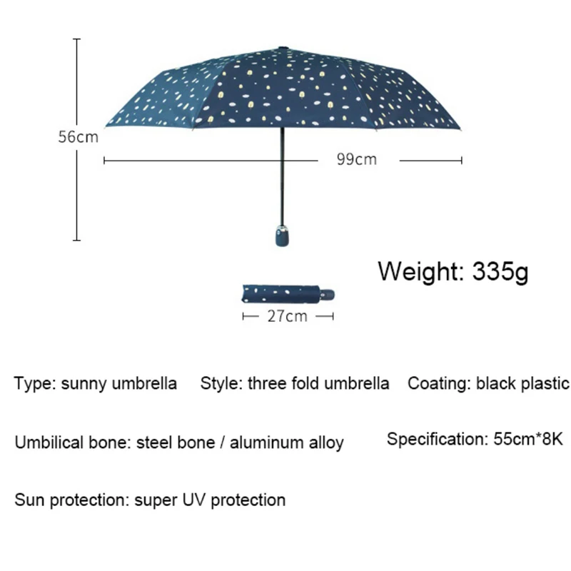 Открытый УФ Защитный зонтик компактный Ветрозащитный для женщин полностью автоматический трехскладной солнечный и дождливый Зонты