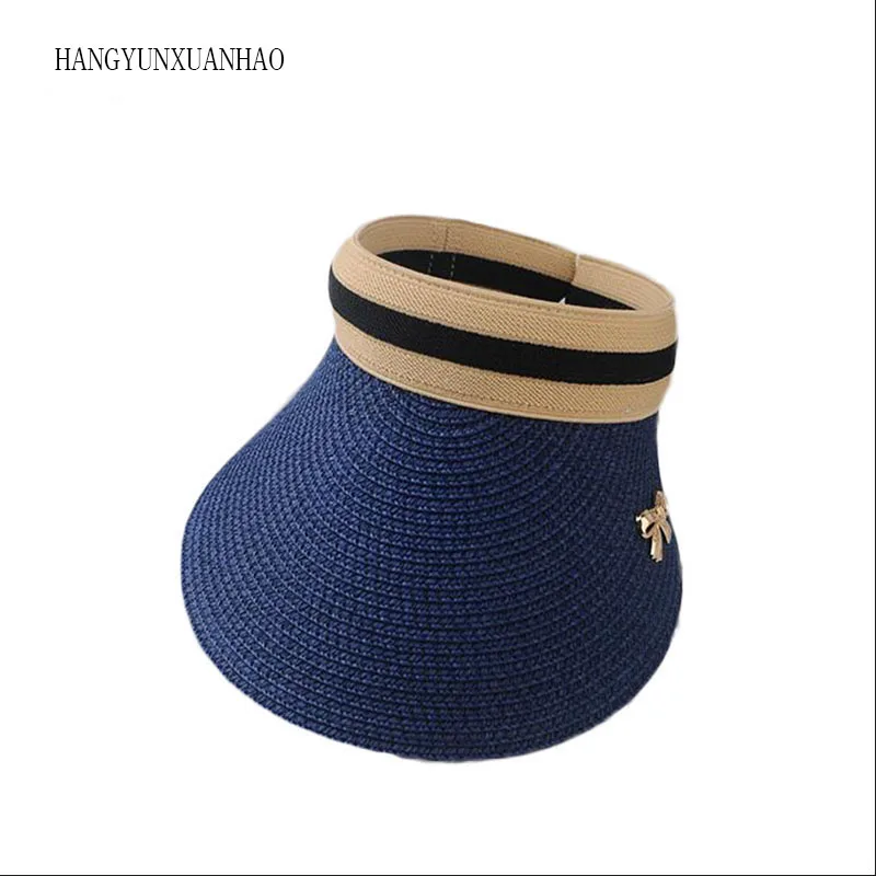 

2019 New Summer Straw Visor Hat Women Fashion Beach Hats Visors Empty Top Caps