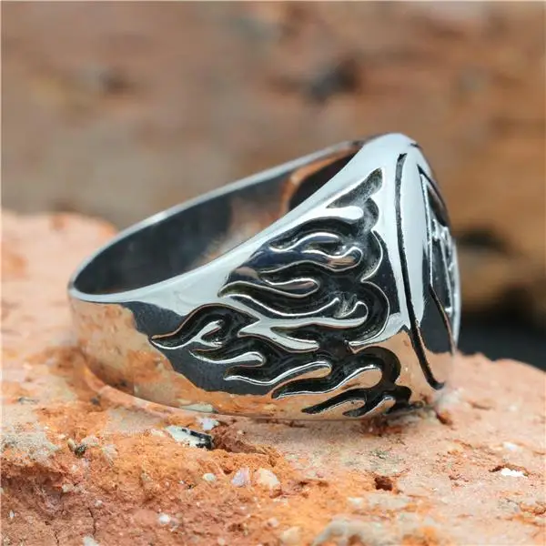 316L серебряное байкерское кольцо из нержавеющей стали 1% er, мужское мотоциклетное байкерское кольцо Hell Fire 1% er