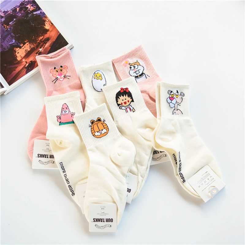 Epous, женские хлопковые носки с героями мультфильмов, женские короткие милые Носки с рисунком, модные хипстерские носки с принтом животных