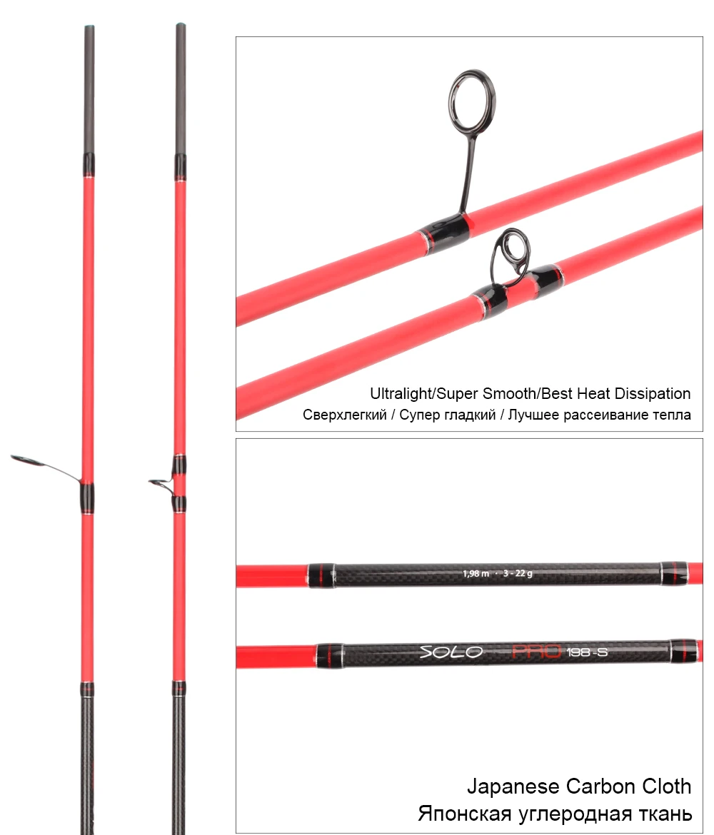 Spinpoler Solo Pro 1.98m Solid Tip UL Fishing Rod 3-22g Lure Weight Rock Fishing Rod Fast Action Ultralight Power Rod  (4)