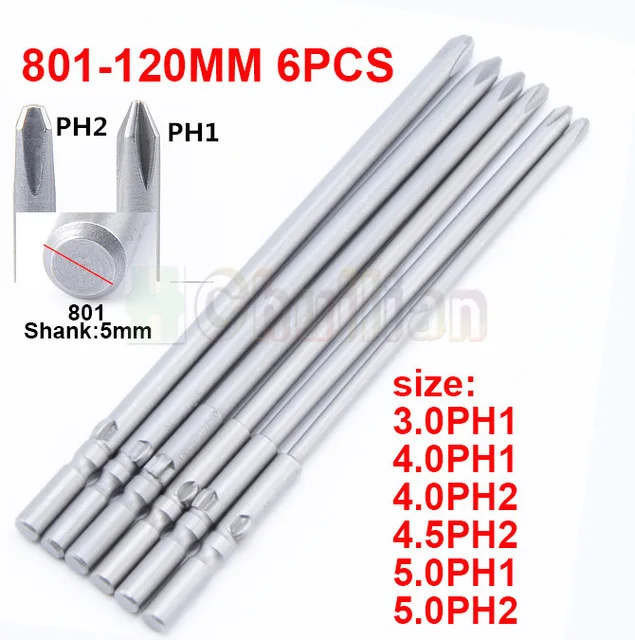 

801 Magnetic Electric Screwdriver Bits Set Round Shank Cross Head Screwdriver Bit Hand Tools 60mm 80mm 100mm 120mm 150mm length