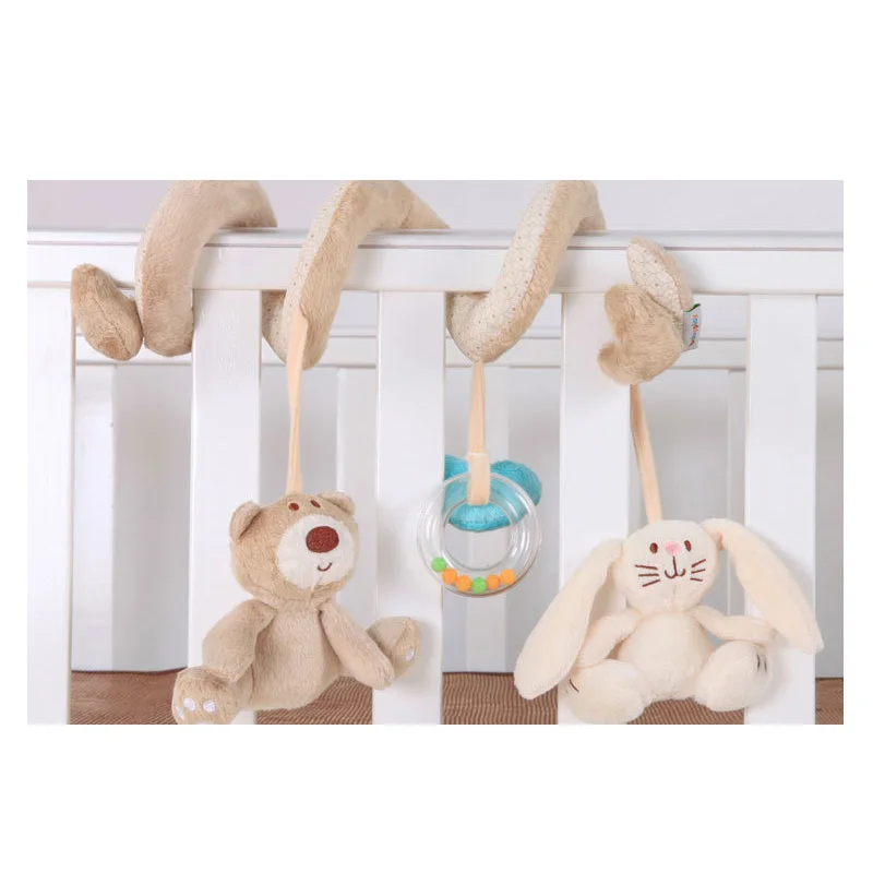 

Soft Baby Teether Toddlers Bed Stroller Hanging Doll Toy Spiral Activity rabbit Round the Bed Baby Educational Rattles Toys