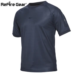 ReFire Gear-Camiseta de manga corta para hombre, camisa militar de secado rápido, transpirable, cuello redondo, talla grande, S-5XL
