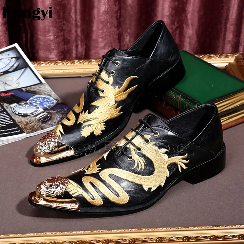 Oro Color As De Zapatos Mens Nuevos Dragón Los Botas Color Hombres Cuero Bordado Showed as Boda Visten Hombre RwZxRqrO