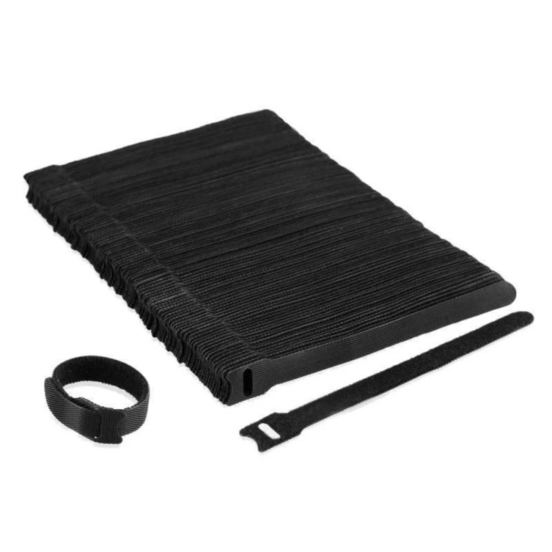 

50PCS T-type Reusable Nylon Cable Ties Cables Organizer Hook Loop Sticky Straps Hook And Loop Cable Tie with Eyelet Hole