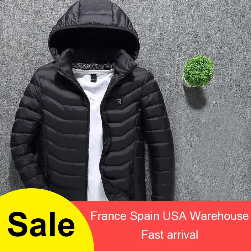 

Mens Women Heated outdoor vest Coat USB Electric Battery Long Sleeves Heating Hooded Jacket Warm winter Thermal Clothing Skiing