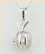 925 Silver Apple Style Pearl Gem Bead Locket Cage, Sterling Silver Pendant Mounting for DIY Bracelet Necklace Jewelry Charm 5