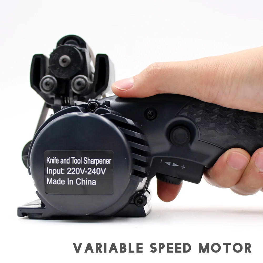 Tanie Lihuachen elektryczna ostrzałka do noży kamienna automatyczna szlifierka regulowana do noży kuchennych ostrzałka narzędziowa pasy ścierne za darmo