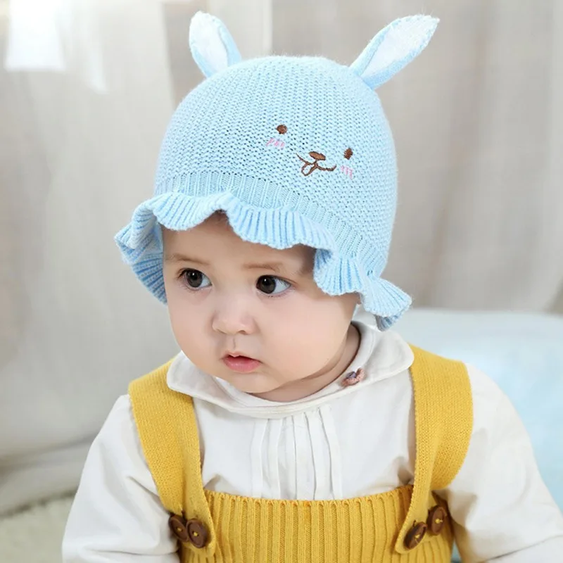 

Fashion Newborn Hats Knitted Warm Round Cap Protects Ear Bonnet Baby Winter Caps Cute