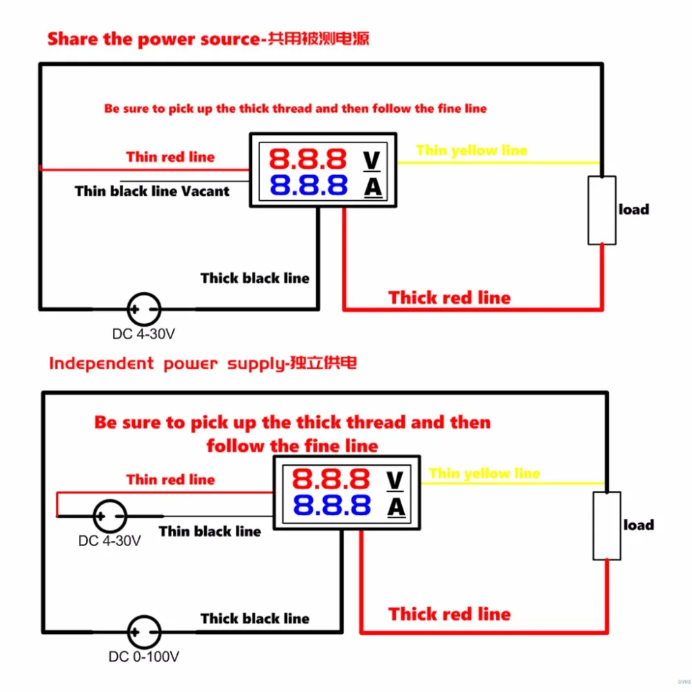 Мини цифровой вольтметр амперметр DC 100 в 10A Панель Ампер Вольт Напряжение измеритель тока тестер 0,2" синий красный двойной светодиодный дисплей DENG